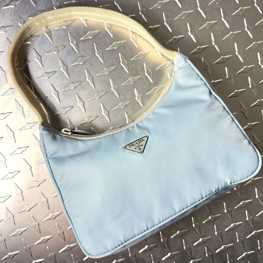 Prada Vintage Mini Nylon Tessuto Hobo in Blue - Picture 2 of 12